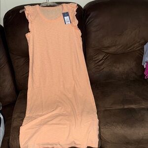 Coral Sleeveless Ruffle Dress